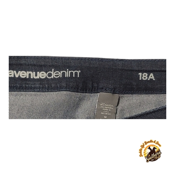 AVENUE DENIM - 18A Blue / Black Straight Jeans Classic Style - Picture 8 of 12